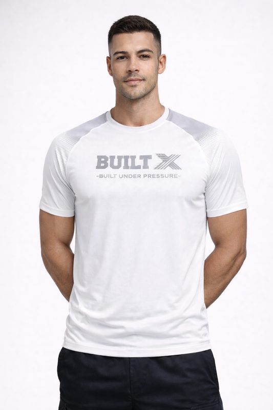 BUILTX Built Under Pressure Performance White T-Shirt