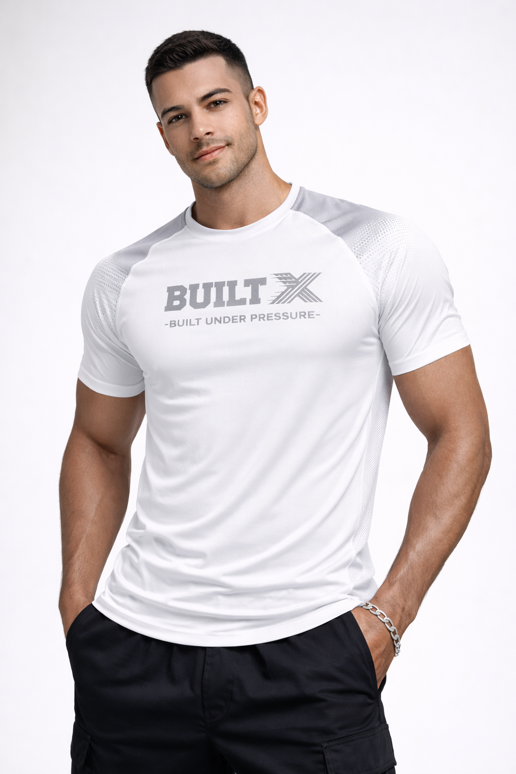 BUILTX Built Under Pressure Performance White T-Shirt